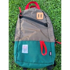 Topo Designs Trip Backpack Brown Green Colorblock Hiking Travel Daypack Light